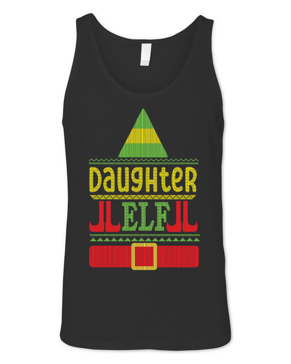 Daughter Elf Christmas ugly Unisex Jersey Tank