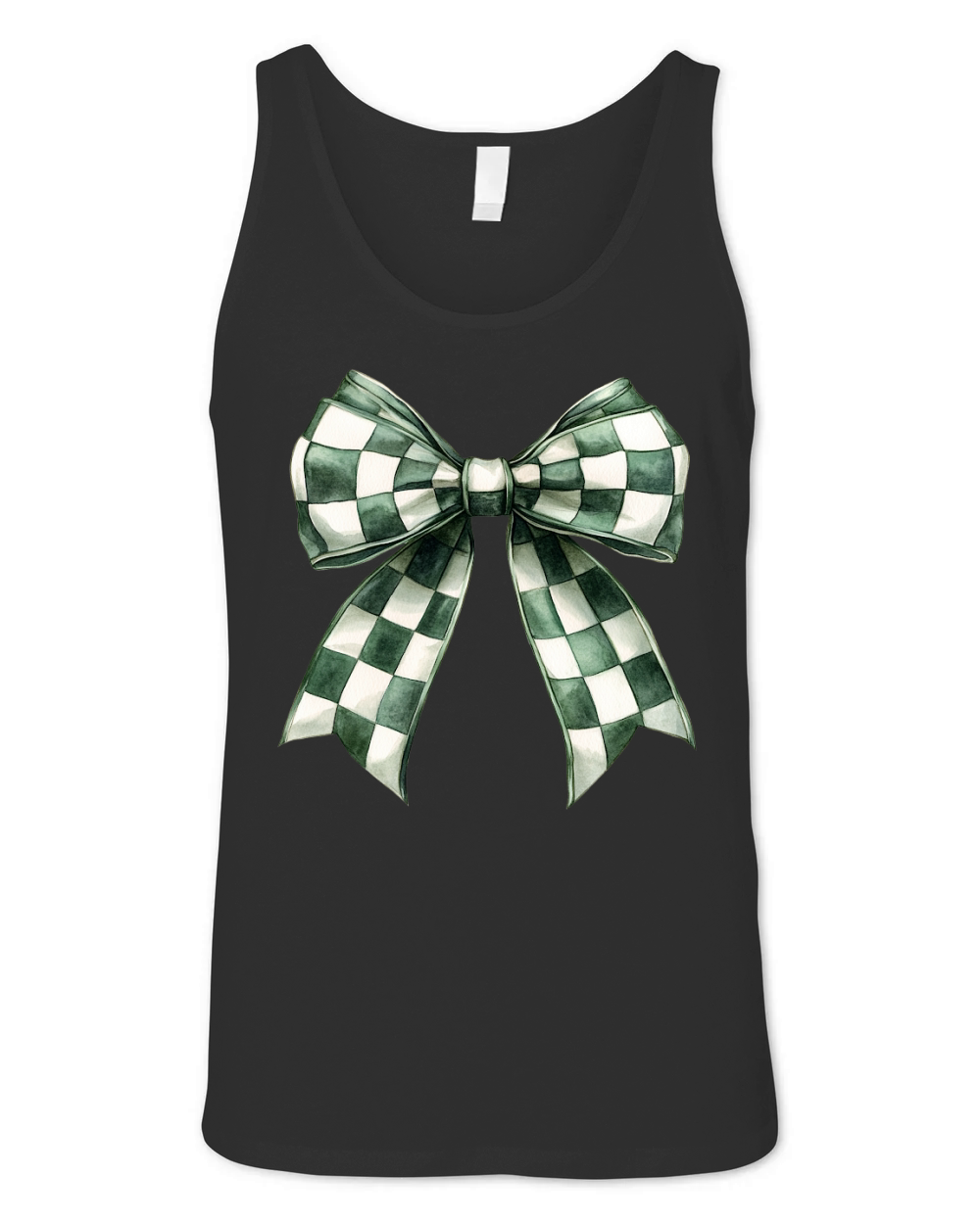 Green Christmas Checkered Bow Unisex Jersey Tank