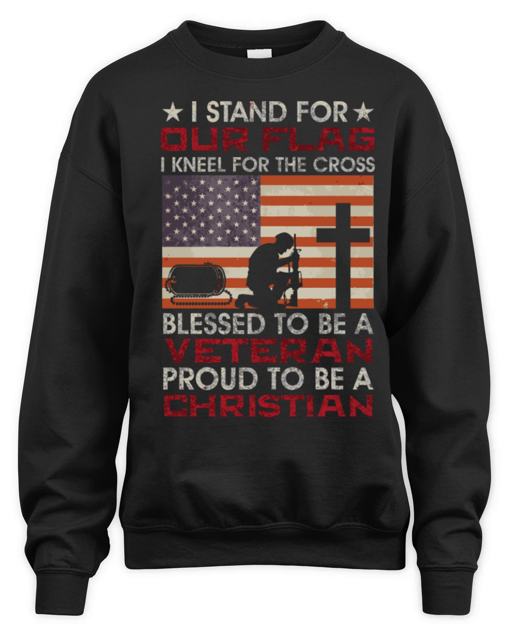 I Stand For Our Flag I Kneel For The Cross Proud V Unisex Premium Crewneck Sweatshirt