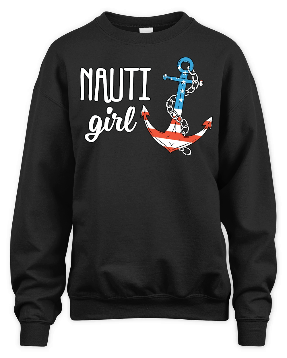 Nauti Girl Anchor America Unisex Premium Crewneck Sweatshirt