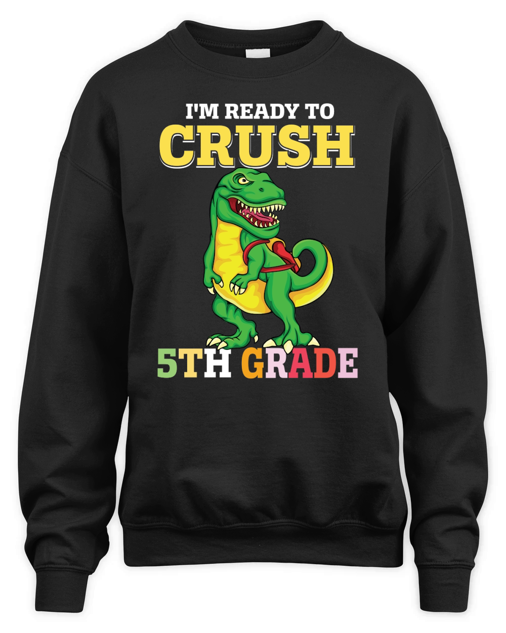 T rex Dinosaur Back to School 5th grade Unisex Premium Crewneck Sweatshirt