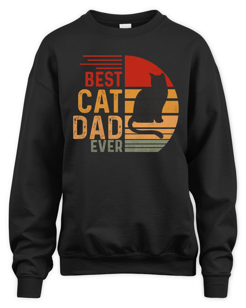 Vintage Best Cat Dad Ever Retro Unisex Premium Crewneck Sweatshirt