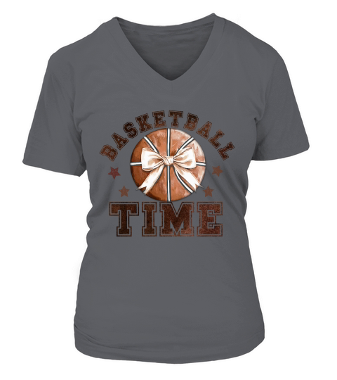 20 Basketball time ball bow V-neck T-Shirt Woman