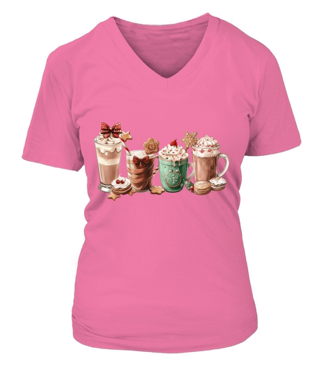 Christmas Cocoa Coffee Cookies V-neck T-Shirt Woman