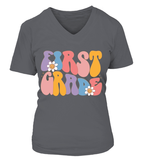 first grade wave daisy V-neck T-Shirt Woman