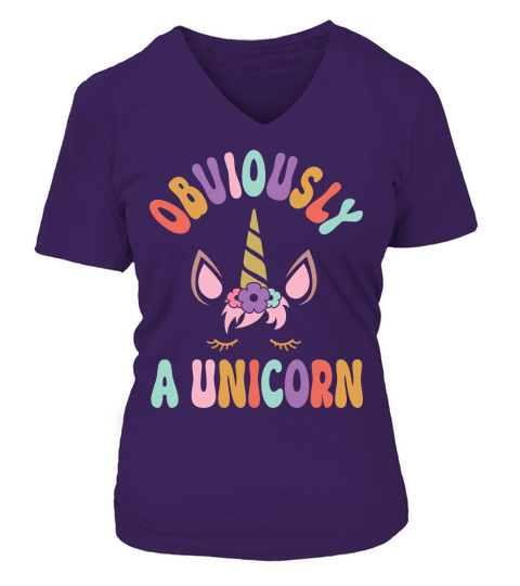 Obviously A Unicorn V-neck T-Shirt Woman
