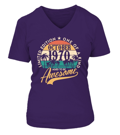 October 1970 birthday gifts for men women Vintage V-neck T-Shirt Woman