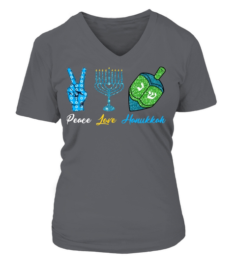 Peace Love Hanukkah V-neck T-Shirt Woman