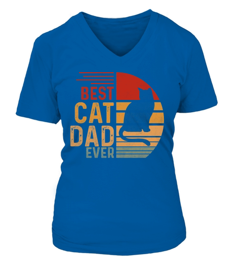 Vintage Best Cat Dad Ever Retro V-neck T-Shirt Woman