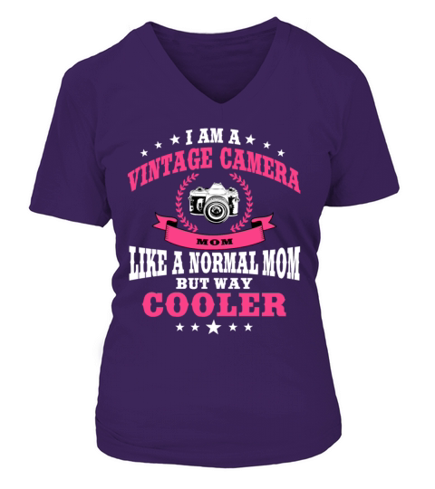 Vintage Camera Mom V-neck T-Shirt Woman