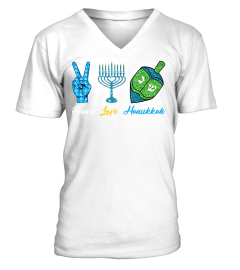 Peace Love Hanukkah V-Neck T-shirt