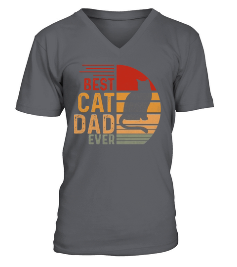 Vintage Best Cat Dad Ever Retro V-Neck T-shirt