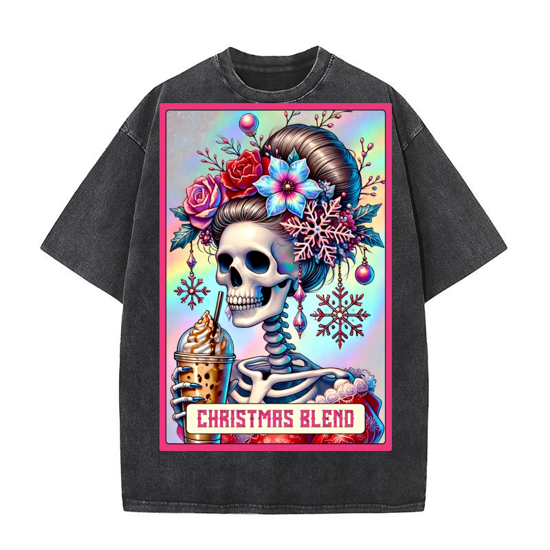 14.Christmas Skeleton Taro Cards Bundle Washed T-Shirt
