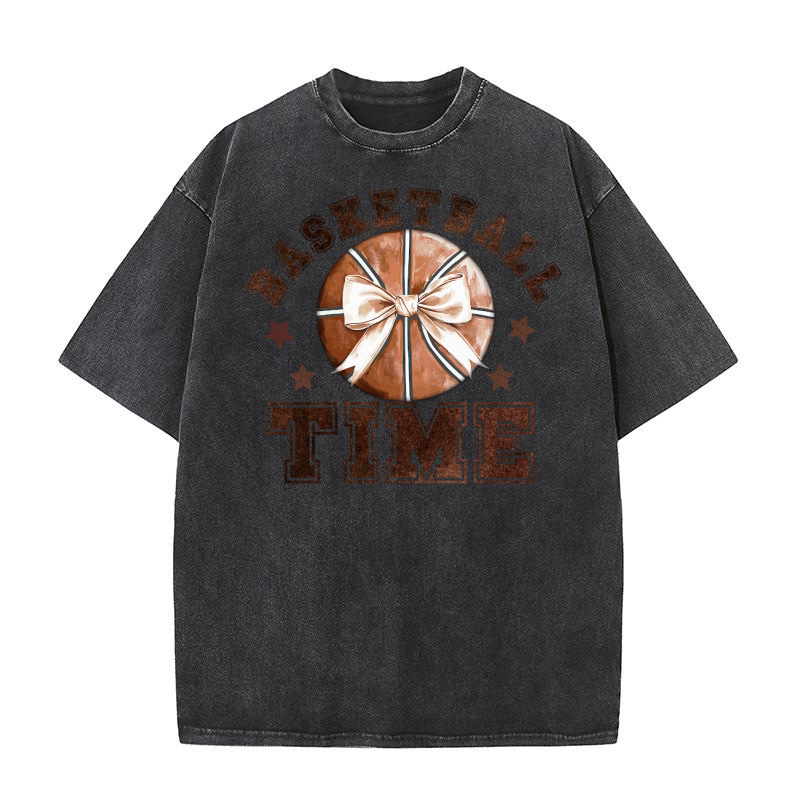 20 Basketball time ball bow Washed T-Shirt