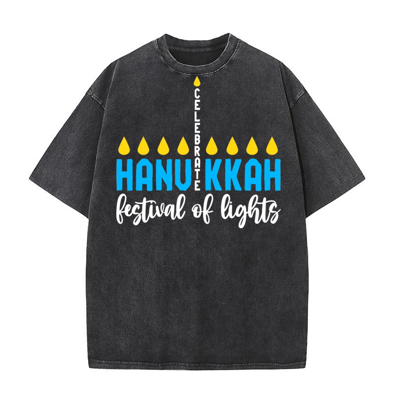 CELEBRATE HANUKKAH festival of lights Washed T-Shirt