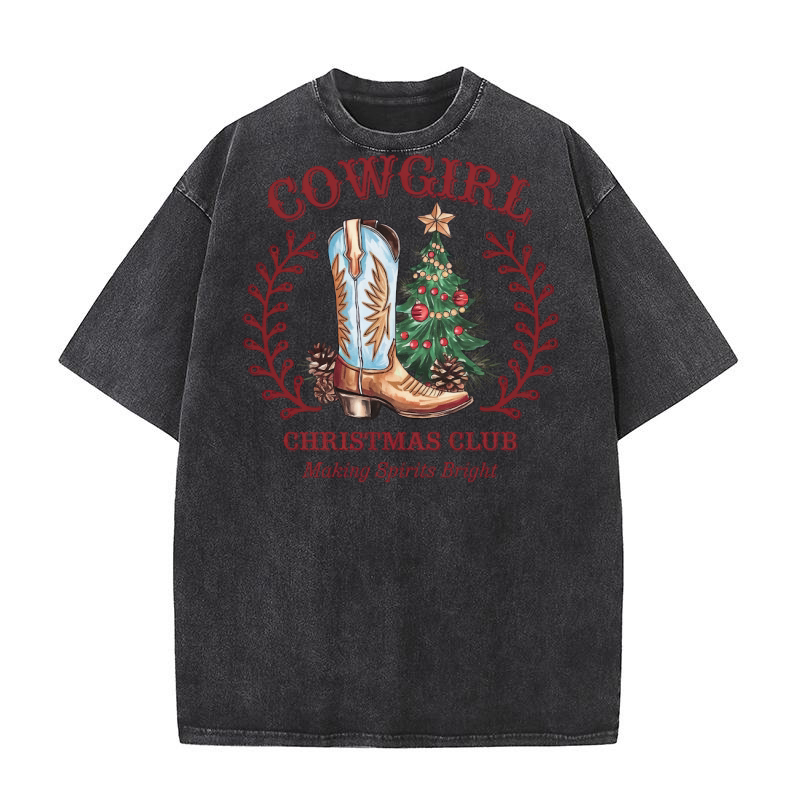 Cowgirl christmas club making spirits bright 5 Washed T-Shirt