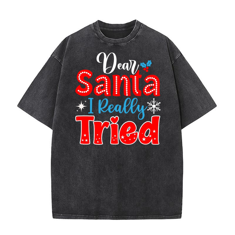Dear Santa, I Really Tried Washed T-Shirt