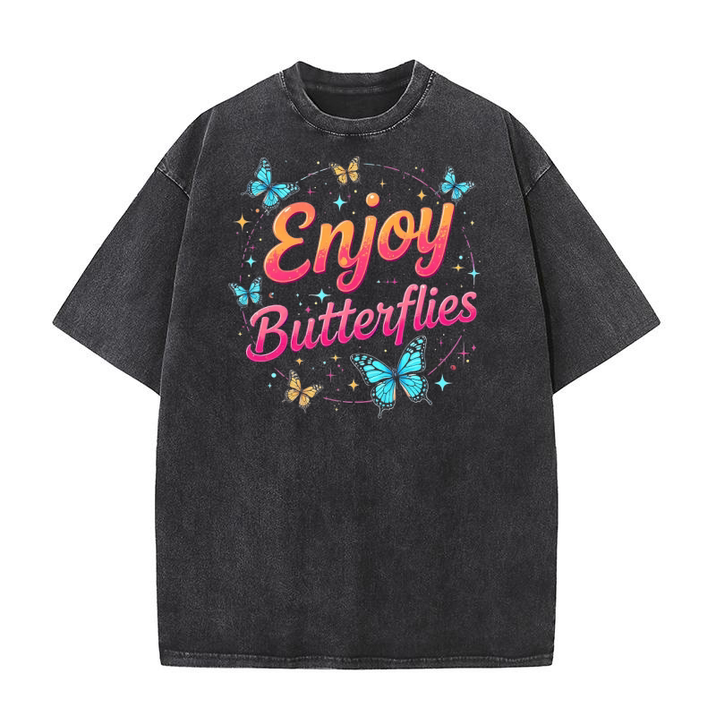 Enjoy Butterflies 4 Washed T-Shirt
