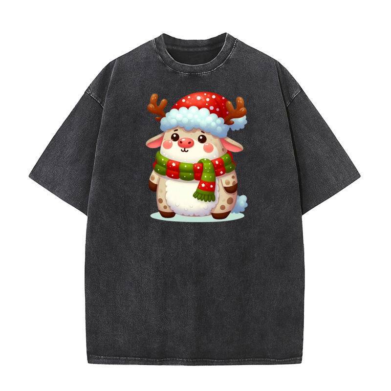 Funny Christmas Animal clipart (2) Washed T-Shirt