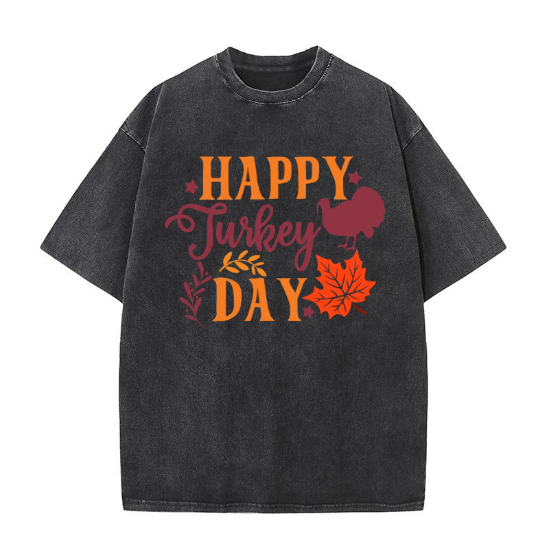 Happy Turkey Day Washed T-Shirt