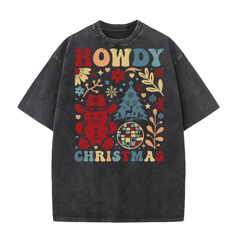 Howdy Christmas 9 Washed T-Shirt