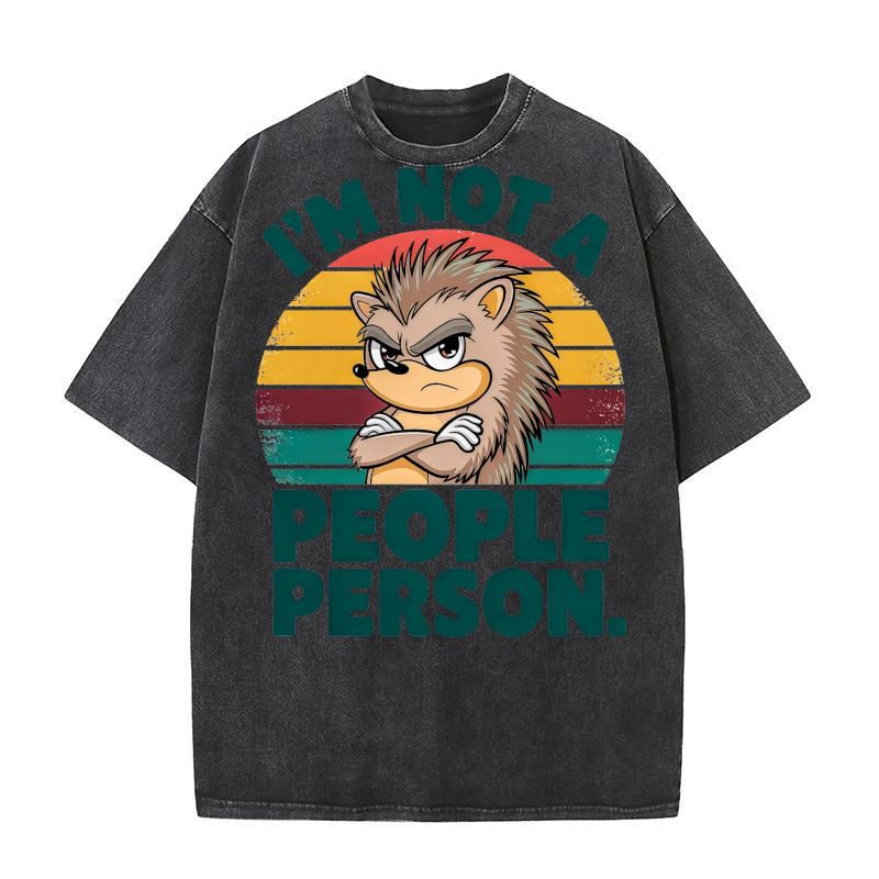 I’m Not a People Person Funny Hedgehog Washed T-Shirt