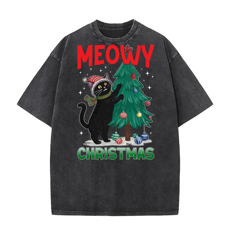 meowy christmas Washed T-Shirt