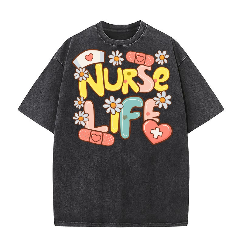 Nurse Life 4 Washed T-Shirt
