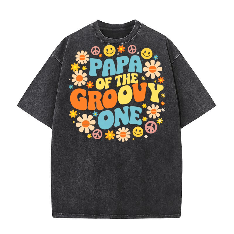Papa of the groovy one Washed T-Shirt