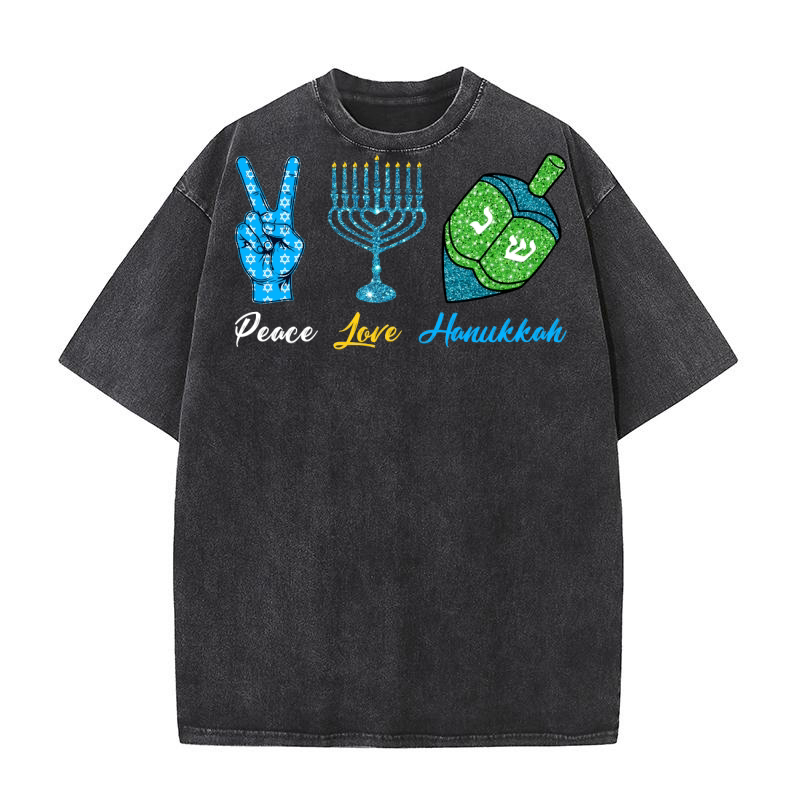 Peace Love Hanukkah Washed T-Shirt