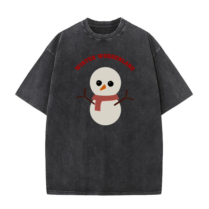 Winter Wonderland Snowman red scarf orange nose Washed T-Shirt