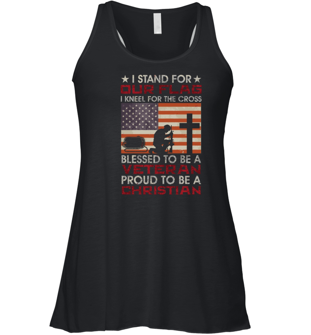 I Stand For Our Flag I Kneel For The Cross Proud V Women's Flowy Tank Top