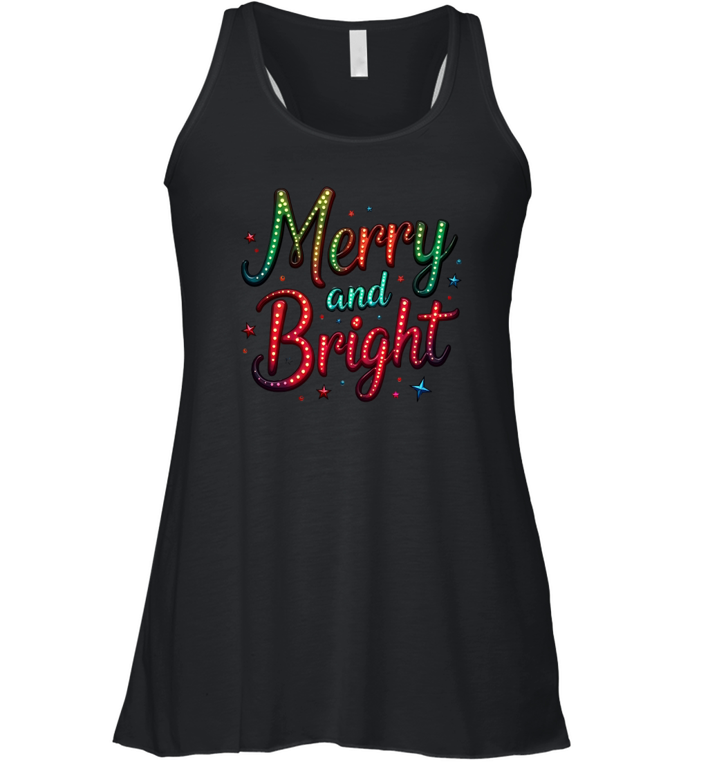 Merry And Bright Holiday Neon Greetings Women's Flowy Tank Top