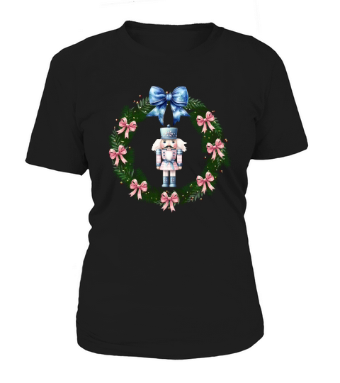Blue Christmas Floral Nutcracker Women's T-Shirt