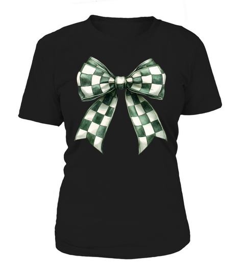 Green Christmas Checkered Bow Women's T-Shirt