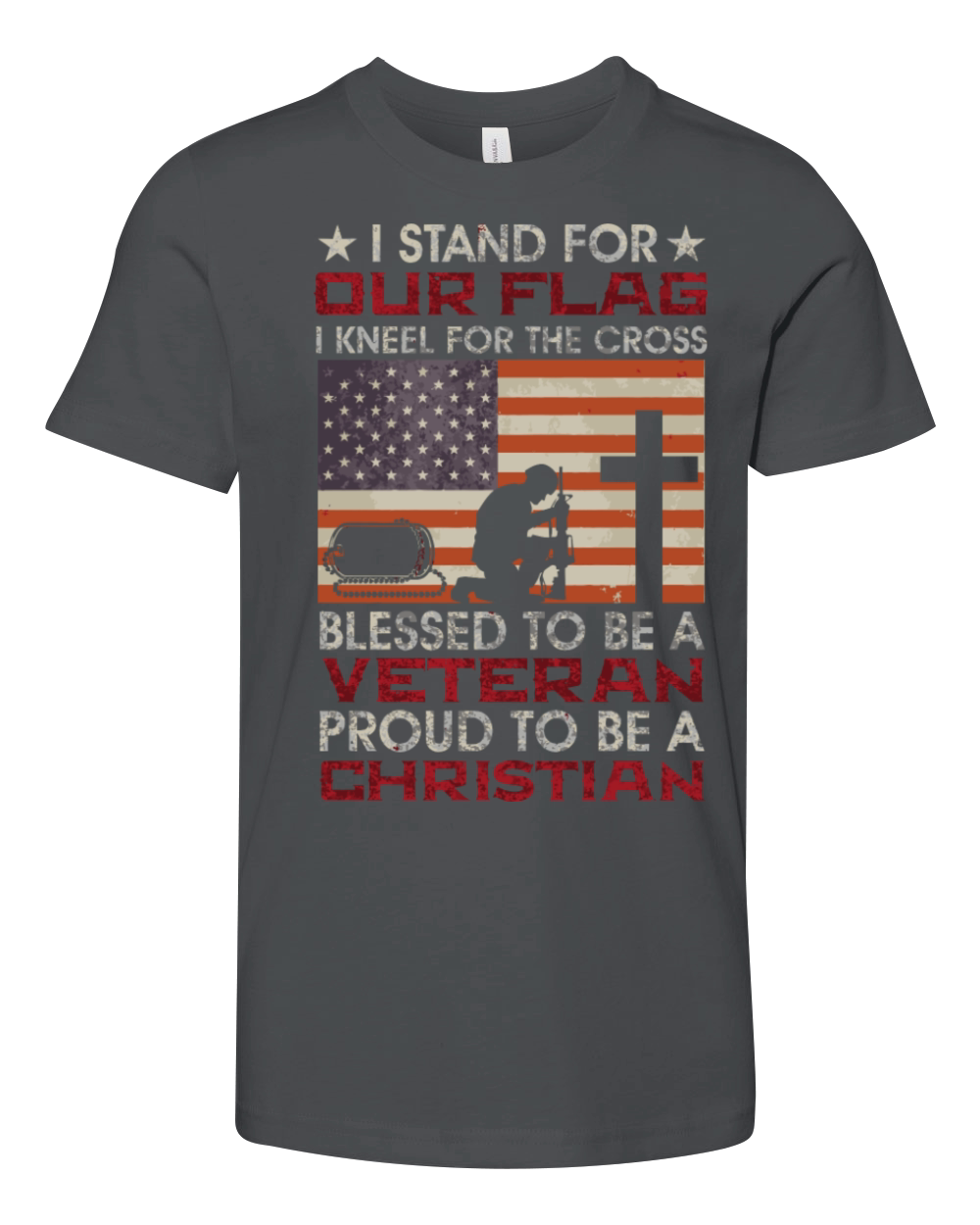 I Stand For Our Flag I Kneel For The Cross Proud V Youth Unisex Jersey Tee