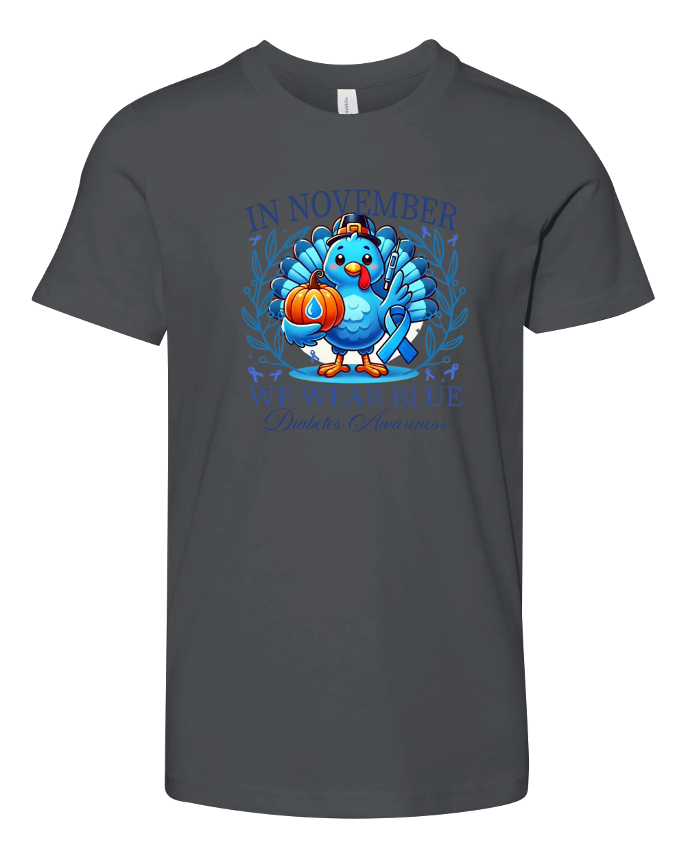 In November We Wear Blue For Diabetes Awareness Youth Unisex Jersey Tee