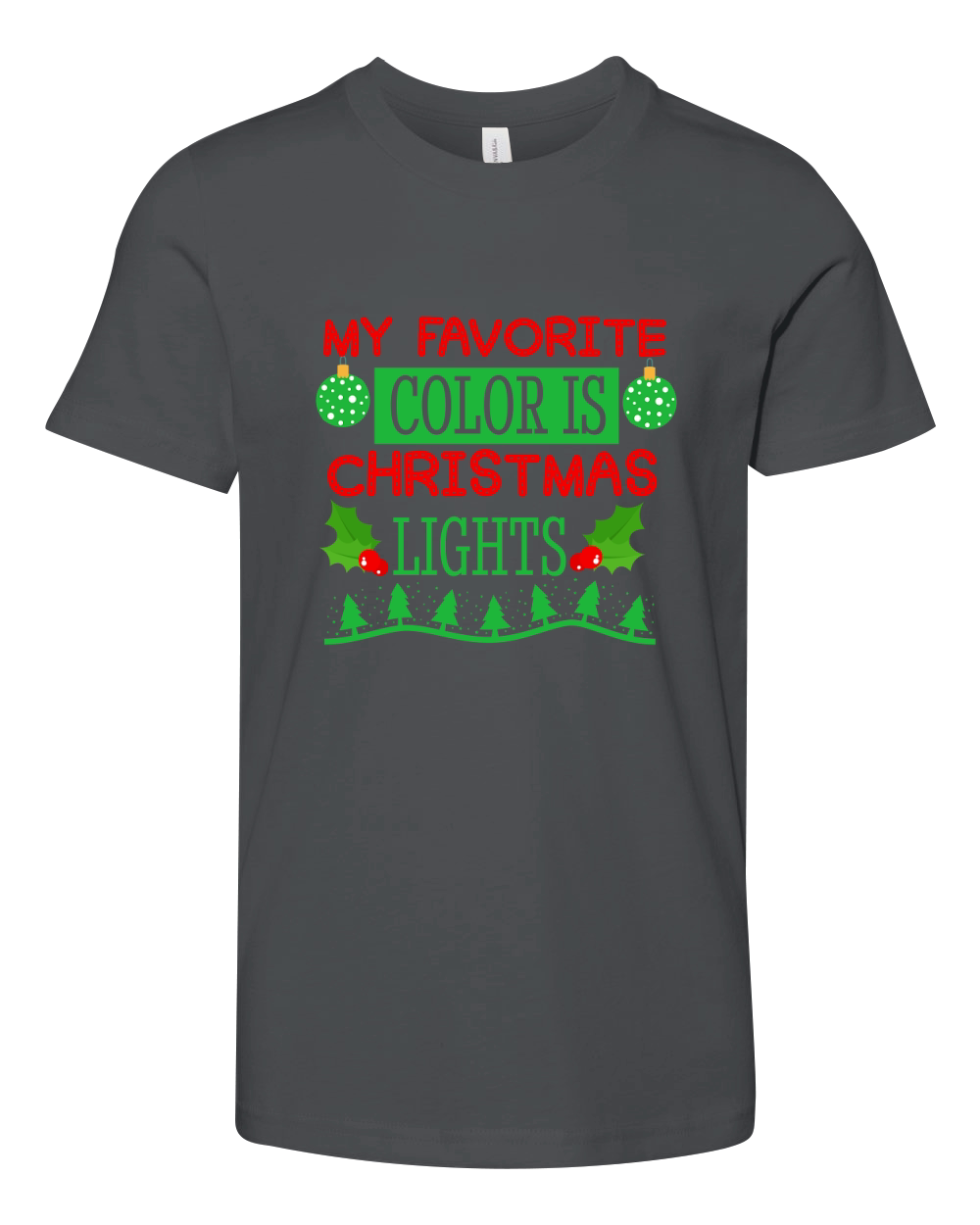 My Favorite Color is Christmas Lights 4 Youth Unisex Jersey Tee