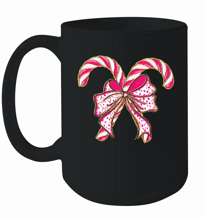 Colorful Coquette Glitter Candy Cane Ceramic Mug