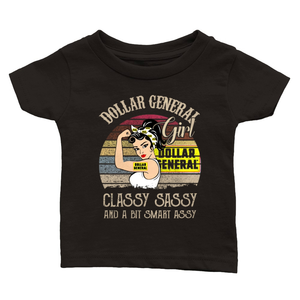 Dollar general girl classy sassy and a bit smart assy vintage shirt Classic Baby Crewneck T-shirt