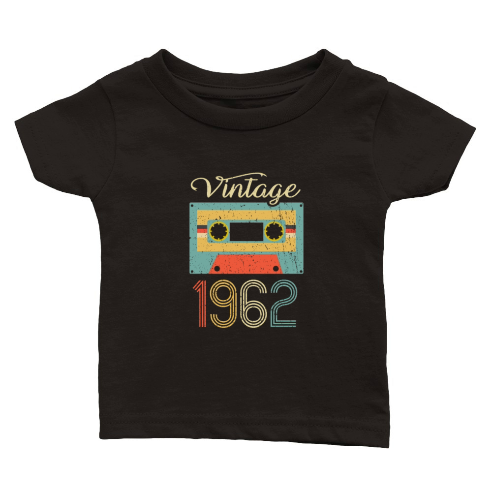 Vintage Cassette 1962 60th Birthday 60 Years Gift Classic Baby Crewneck T-shirt