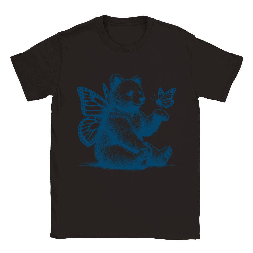 Bear With Butterfly Wings Vintage L Blue Classic Kids Crewneck T-shirt