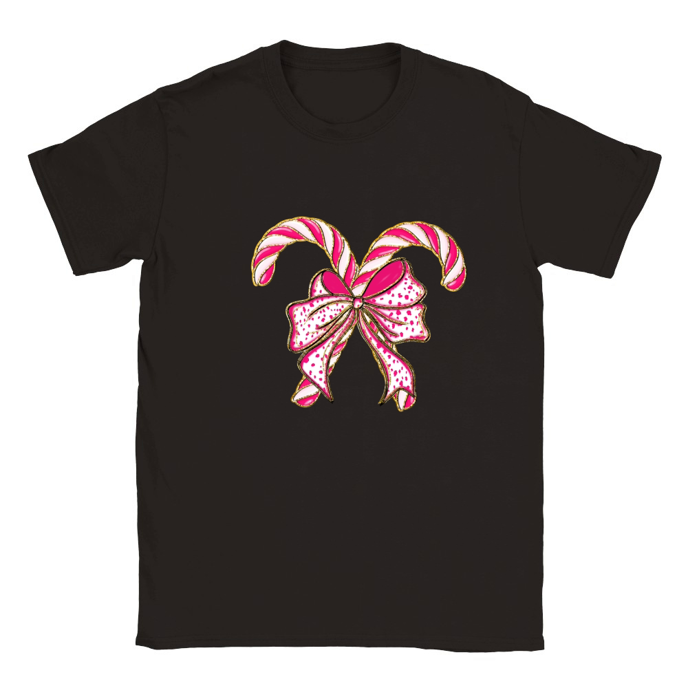 Colorful Coquette Glitter Candy Cane Classic Kids Crewneck T-shirt