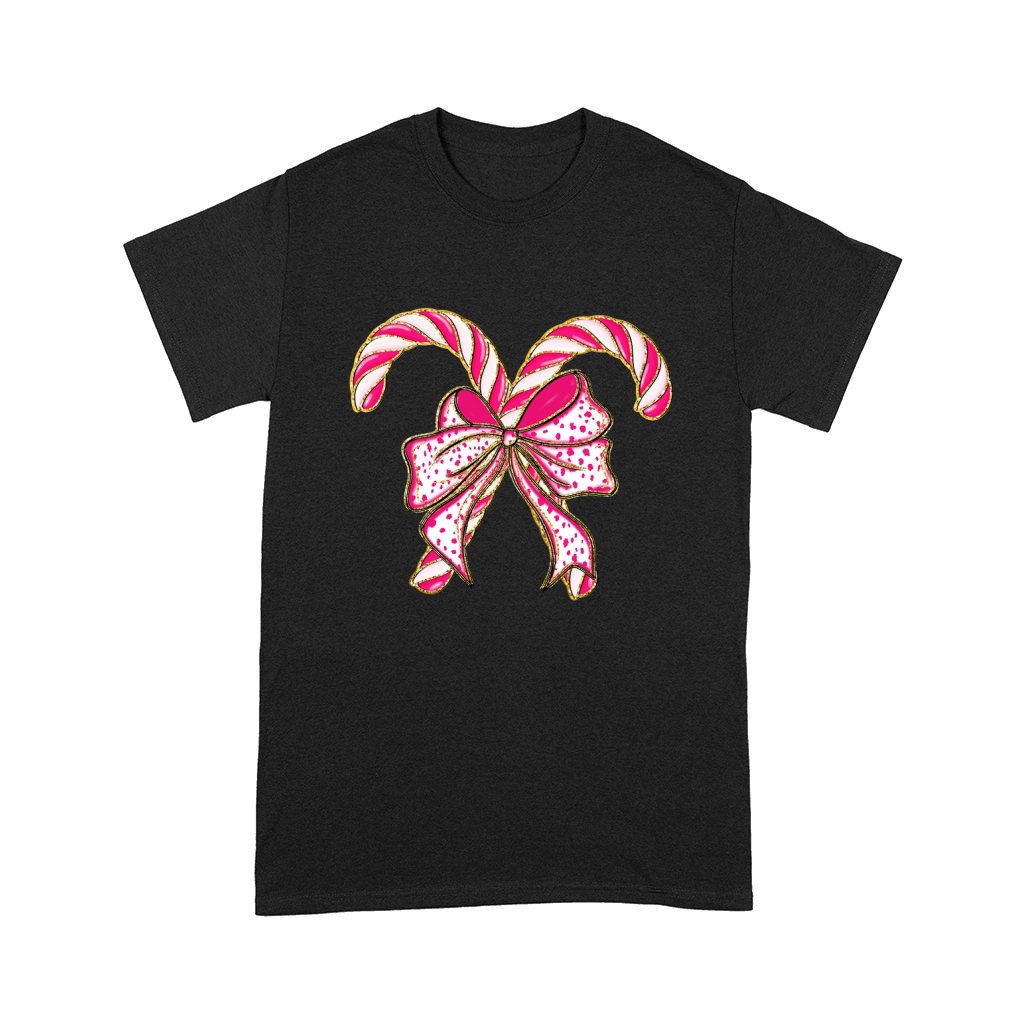 Colorful Coquette Glitter Candy Cane Comfort T-shirt