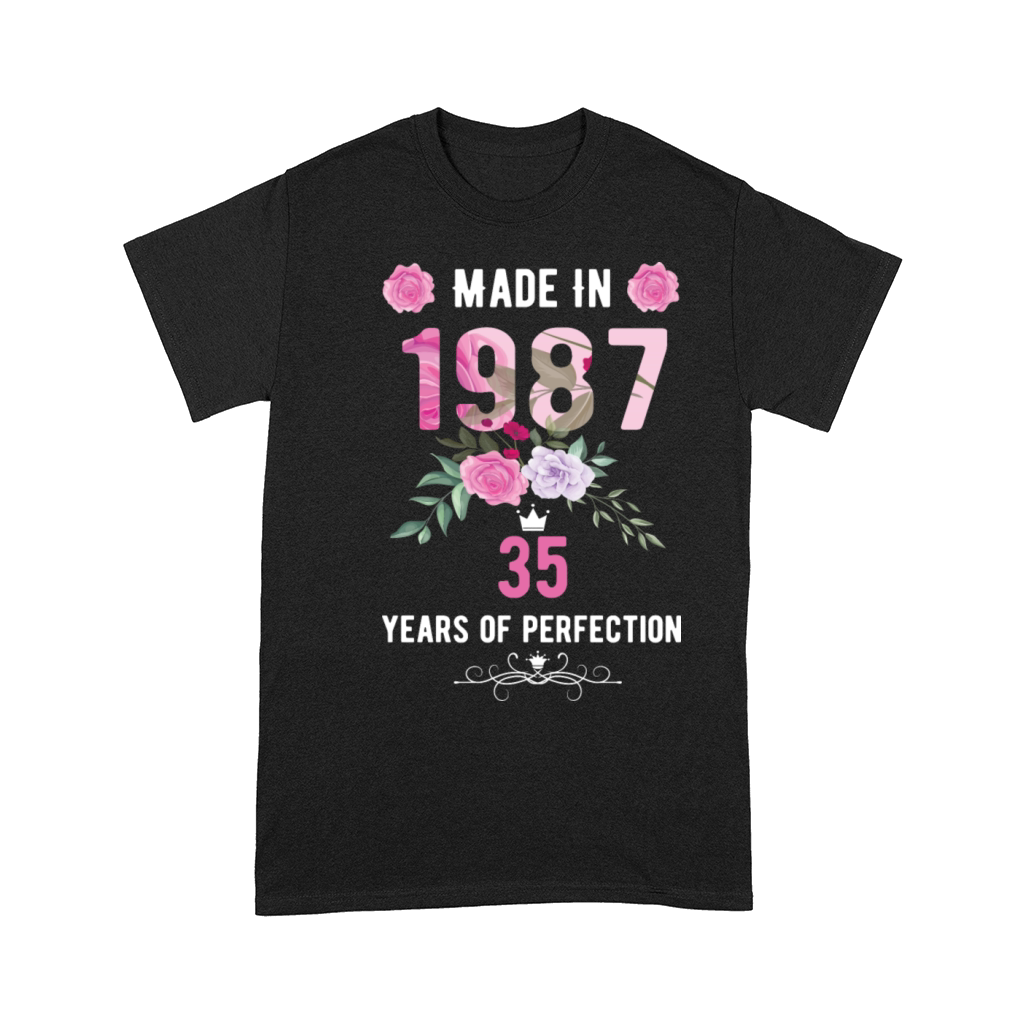 Made In 1987 Floral 35 Year Old 35th Birthday Gift Comfort T-shirt