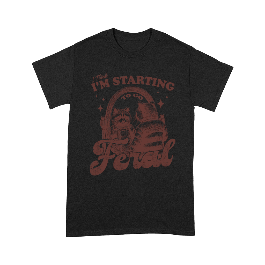 Raccoon in Mirror L Brown Comfort T-shirt