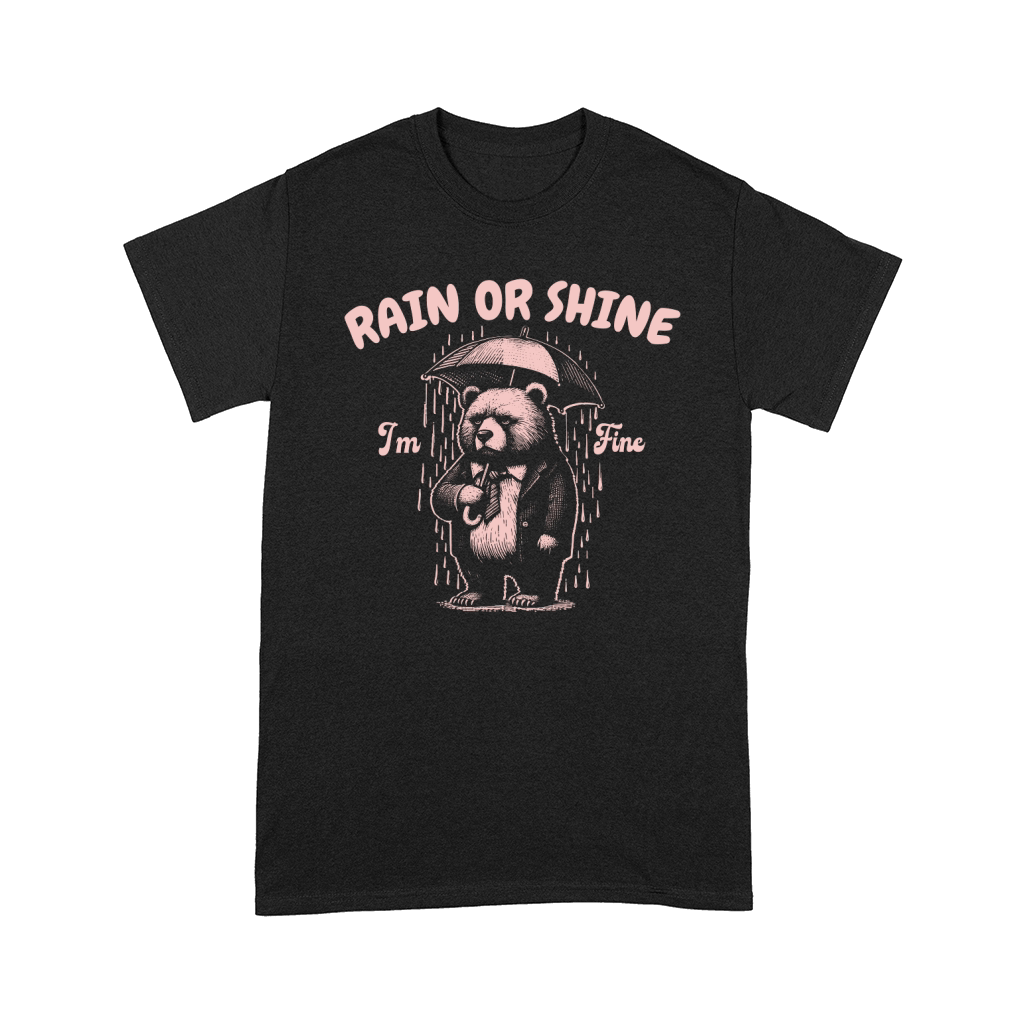 Rain or Shine Bear with Umbrella D Pink Comfort T-shirt
