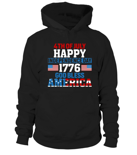 4th of July happy Independence 1776 God Bless America Hoodie Unisex