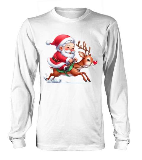 Santa Claus in Reindeer Races Long sleeved Unisex