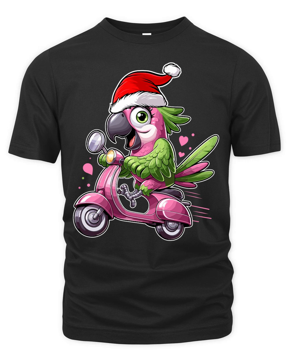adorable parrot Riding Scooter wearing santa hat 2 Organic Unisex T-shirt